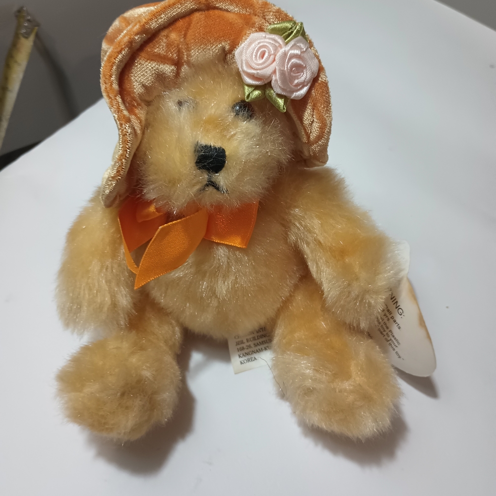 Chosun Plush Bear Orange Bow Tie Easter Bonnet 7 Inches